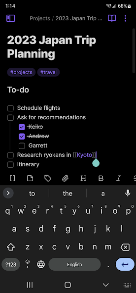 Obsidian app screenshot